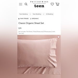 Pottery Barn Teen - Classic Organic Sheet Set - XL Twin - color: Rose Clay